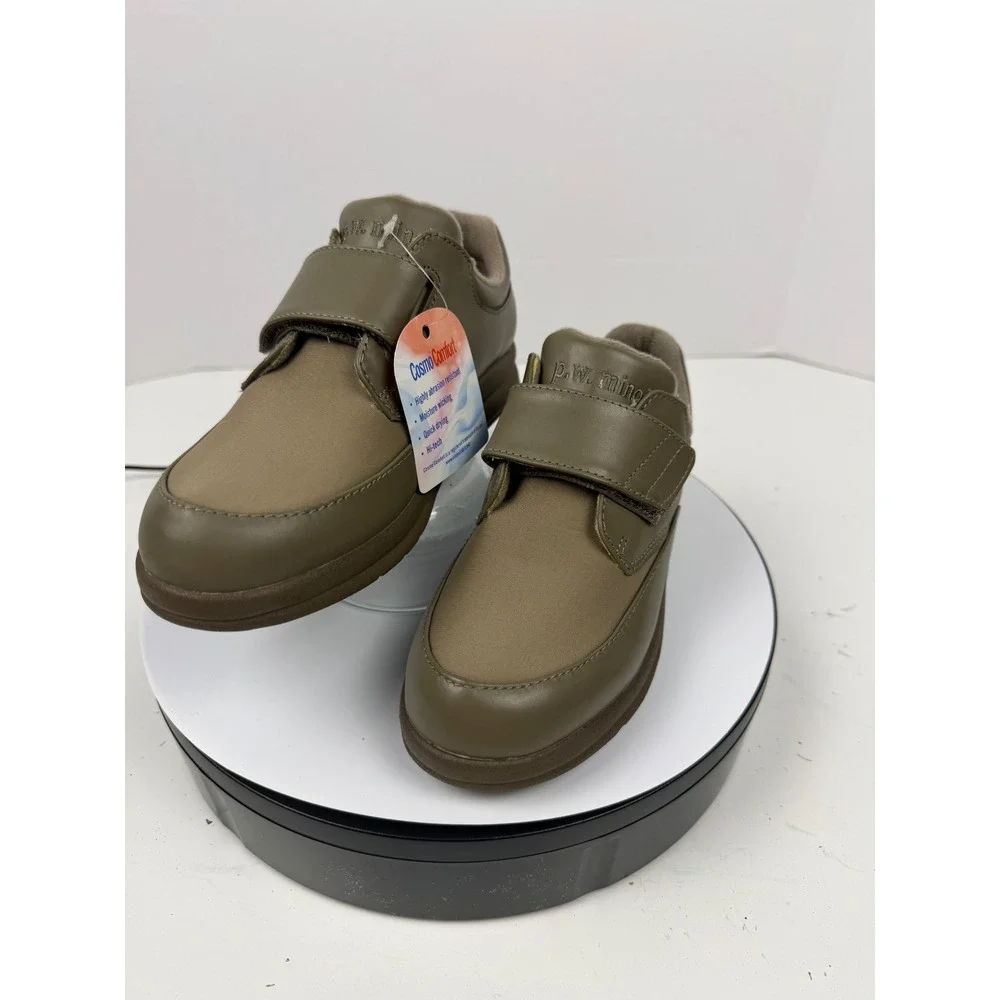 P.W. Minor Women's Tan Hook and Loop Strap Orthopedic‎ Comfort Shoes Size 5 M